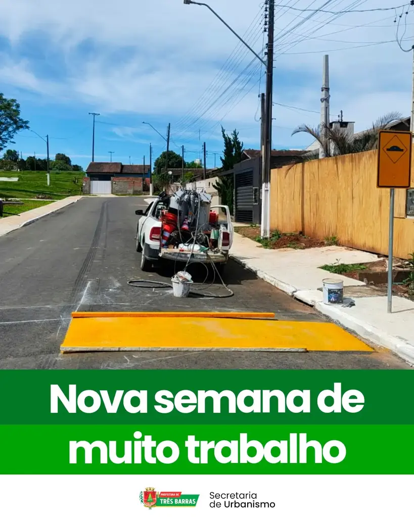 Serviços de manutenção urbana e sinalização reforçam a segurança e o visual do município nesta segunda-feira