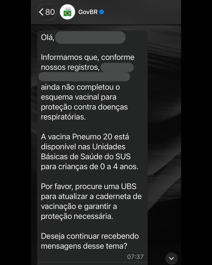 Falha no sistema do Ministério gera notificações indevidas sobre vacinação