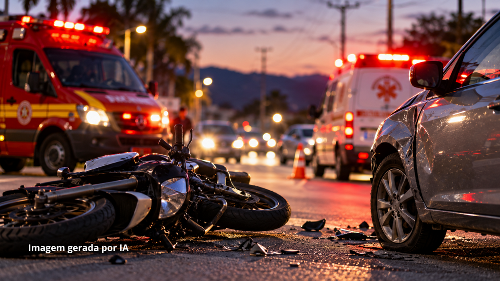 Acidente entre carro e moto deixa dois homens feridos no bairro Araçatuba, em Imbituba