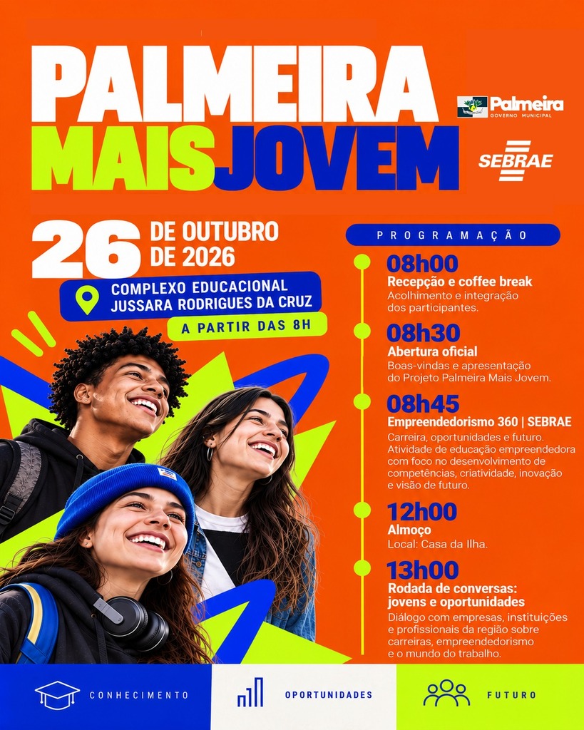 Palmeira Mais Jovem promove encontro sobre carreira, empreendedorismo e oportunidades