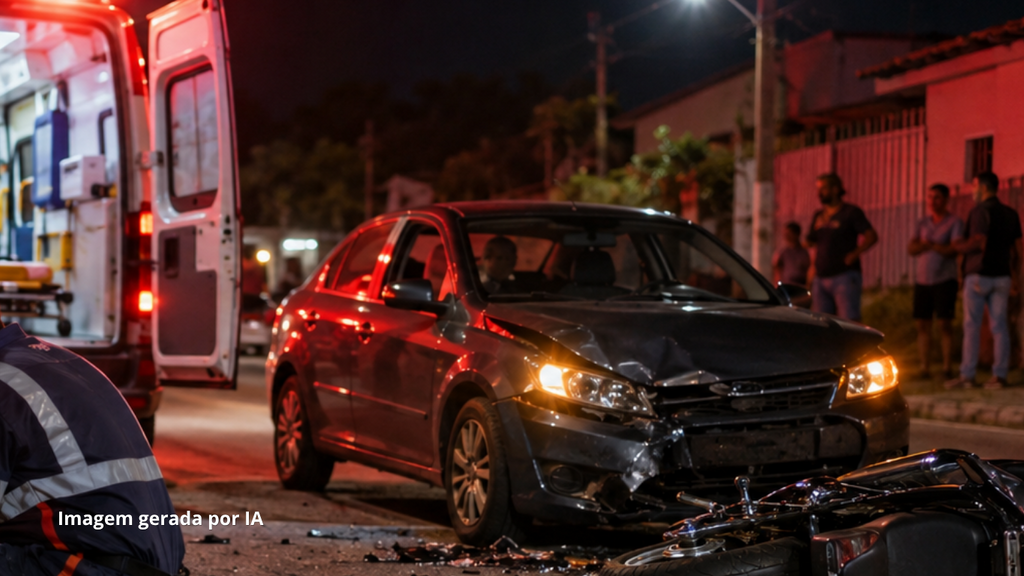 Motociclista de 24 anos fica ferido após colisão com carro em Imbituba