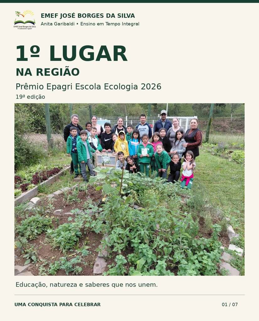 EMEF José Borges da Silva conquista primeiro lugar regional no Prêmio Epagri Escola Ecologia 2026