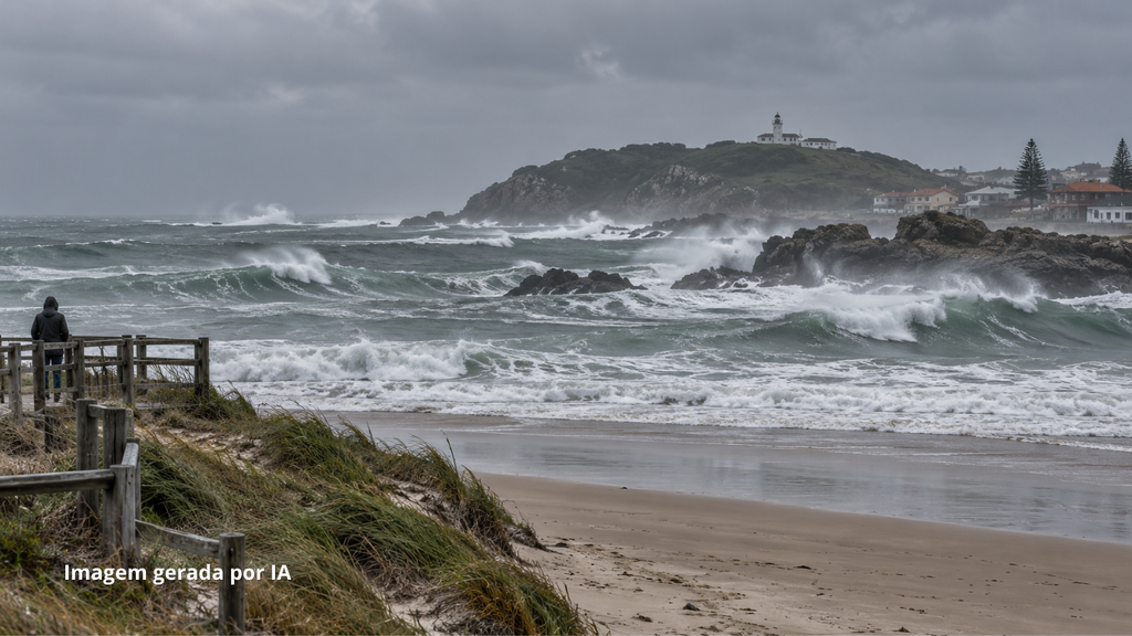 Frio e mar agitado marcam início da semana em Laguna e região
