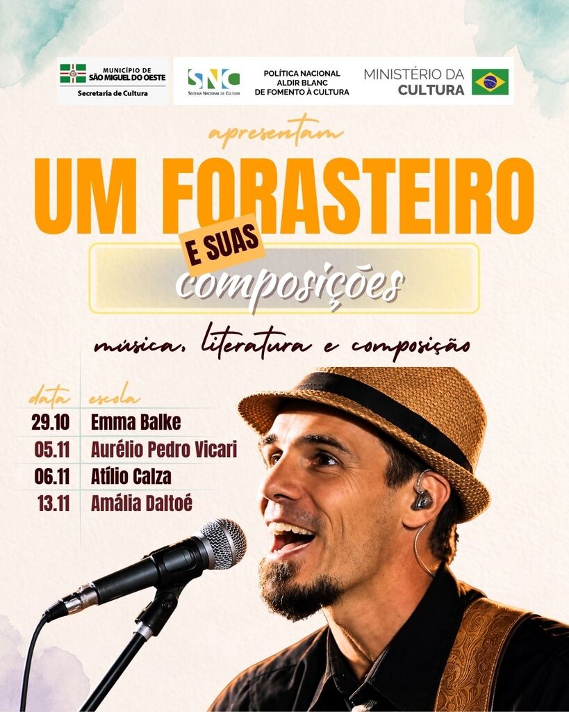 Projeto cultural leva música autoral, literatura e criatividade aos estudantes