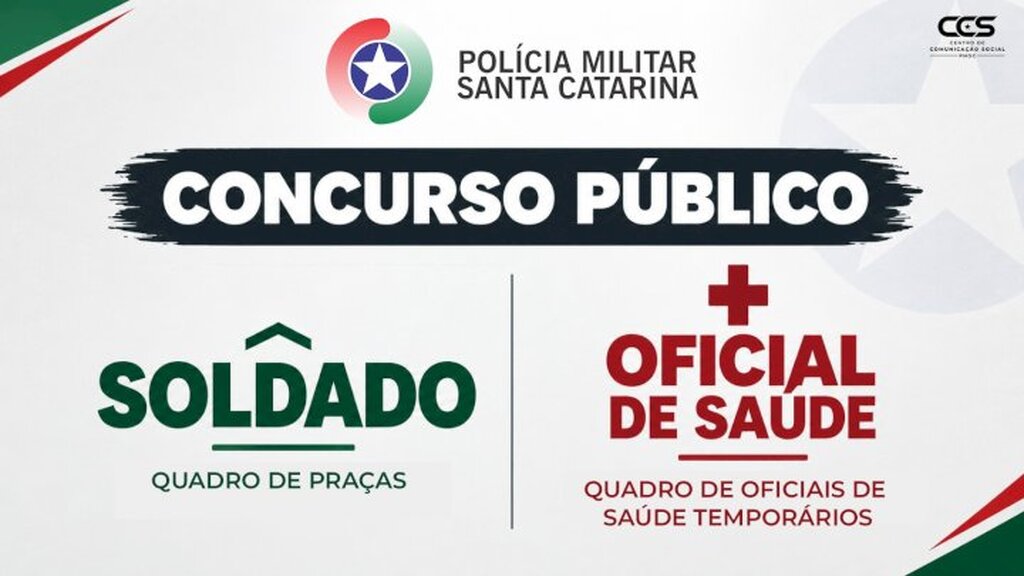 PMSC publica editais para concurso de soldados e seleção de profissionais da saúde