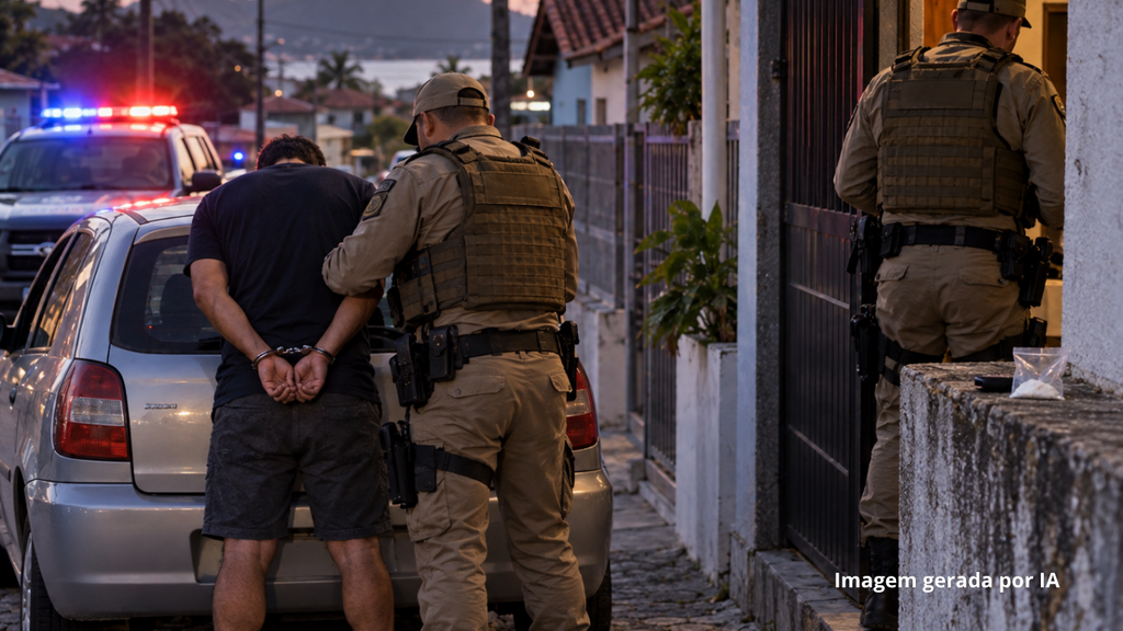 Motorista tenta fugir da polícia, joga cocaína em residência e acaba preso em Laguna