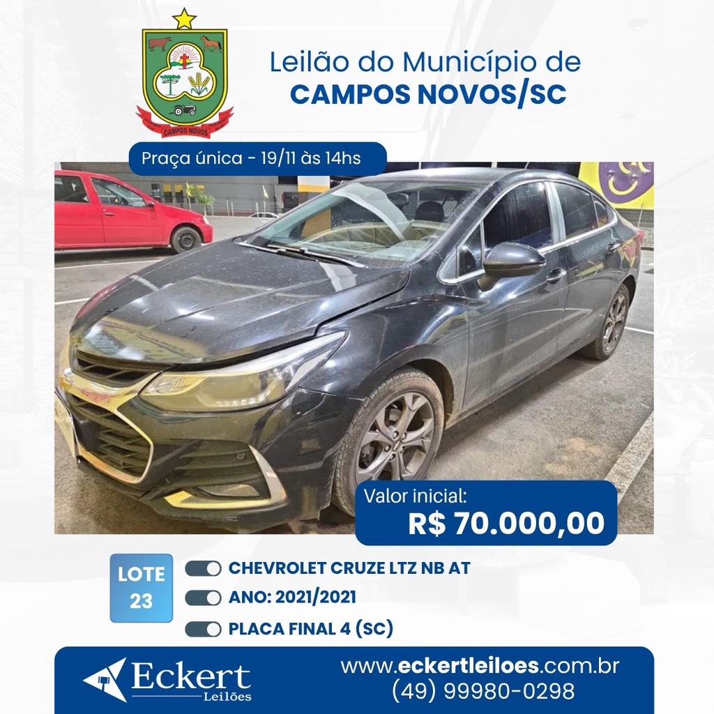 Prefeitura de Campos Novos promove leilão eletrônico de bens públicos