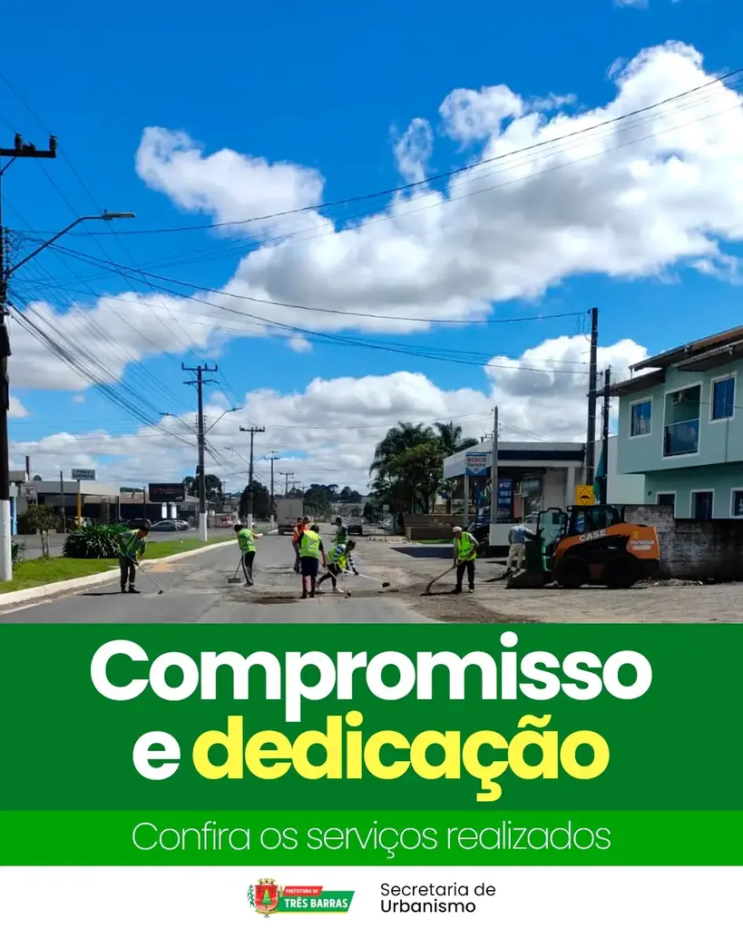 Urbanismo e Limpeza Pública realiza melhorias na área central de Três Barras