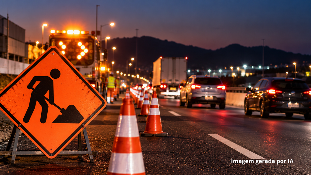 Obras noturnas na BR-101 alteram circulação de veículos em Imbituba