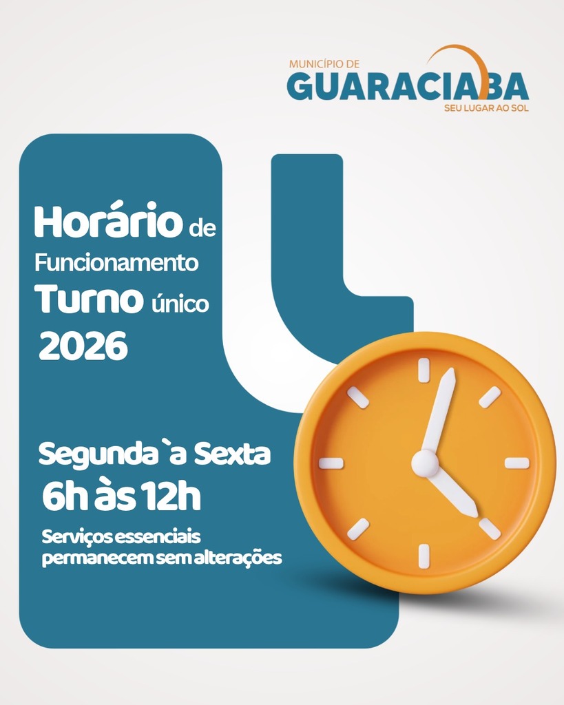 Guaraciaba terá turno único em algumas repartições públicas municipais