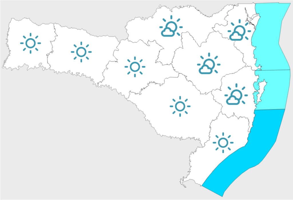 Defesa Civil - Temperaturas sobem antes da nova frente fria dominar o estado