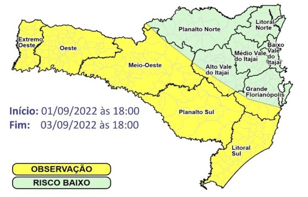 Frente fria pode provocar temporais isolados