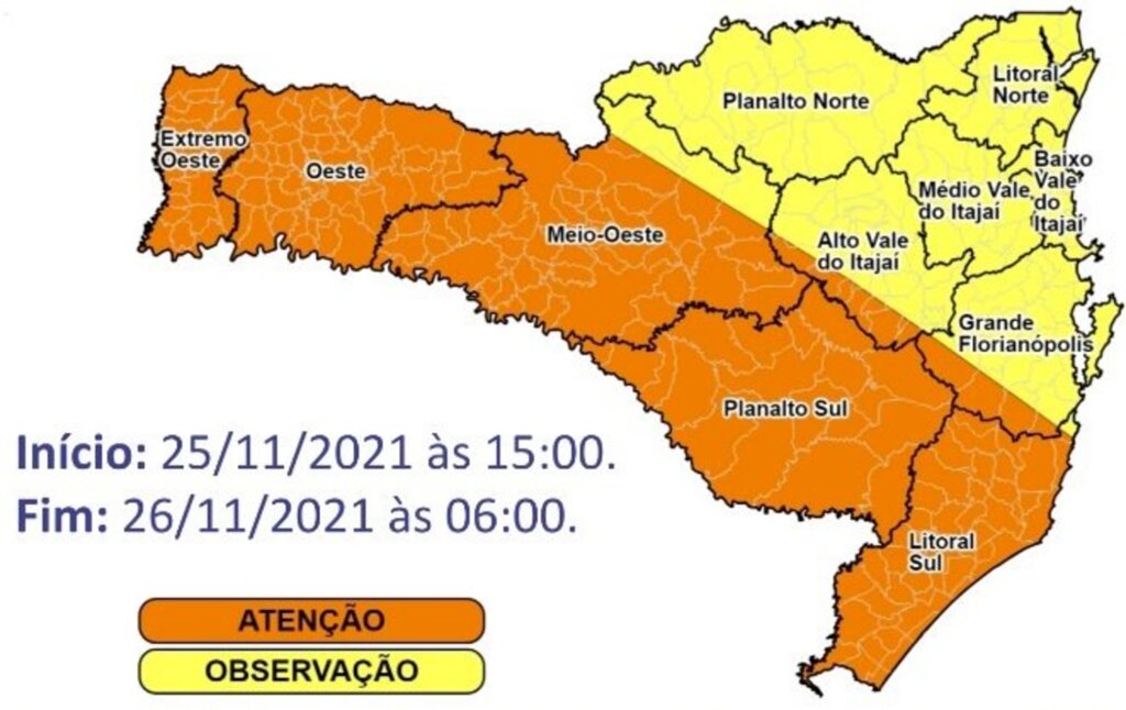 Defesa Civil alerta para temporais com chuva intensa