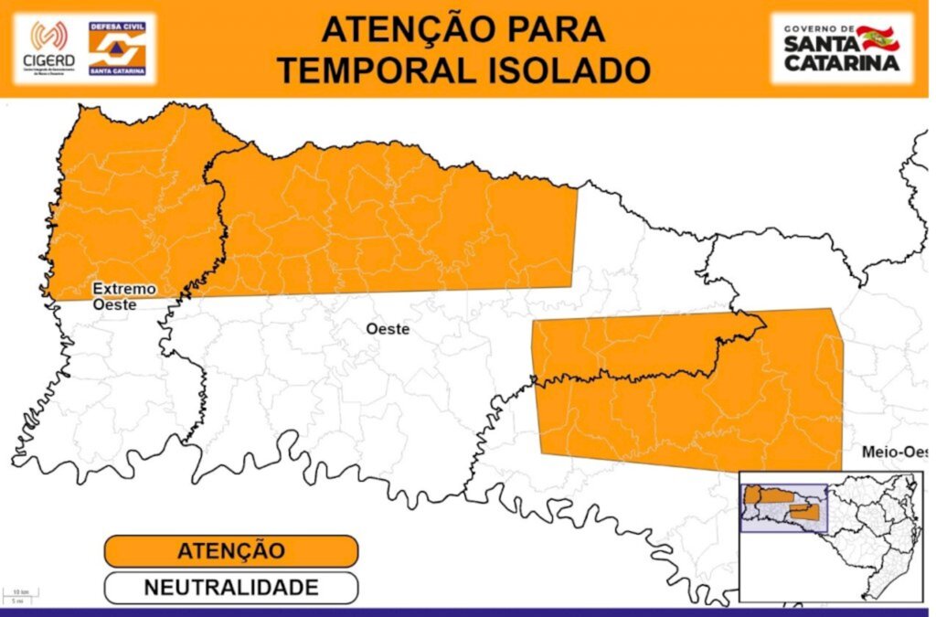 Defesa Civil alerta para temporal isolado
