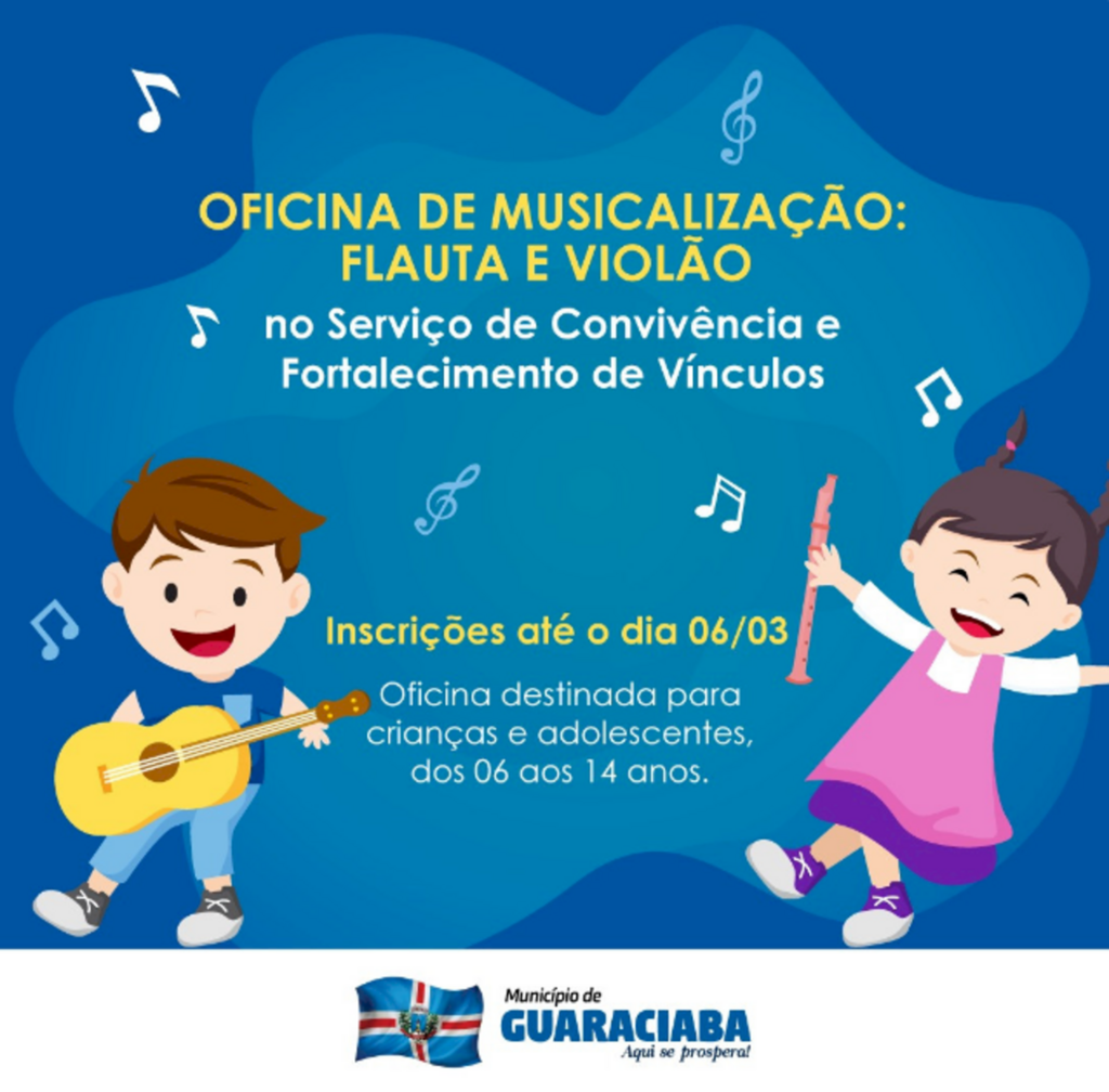 Oficina de Música será realizada no município