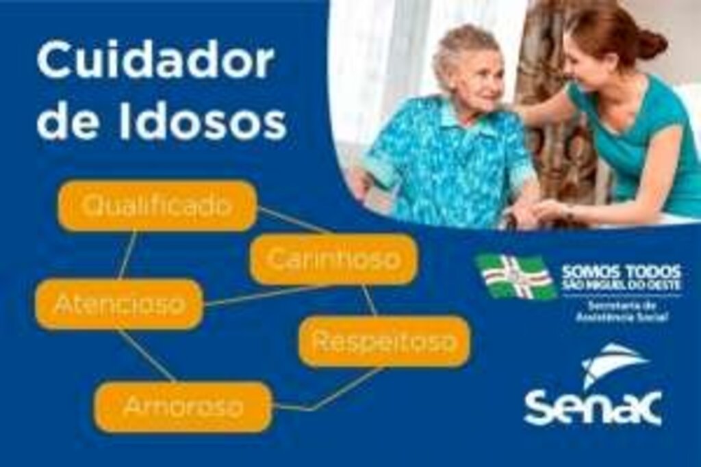Curso gratuito de Cuidador de Idosos é ofertado