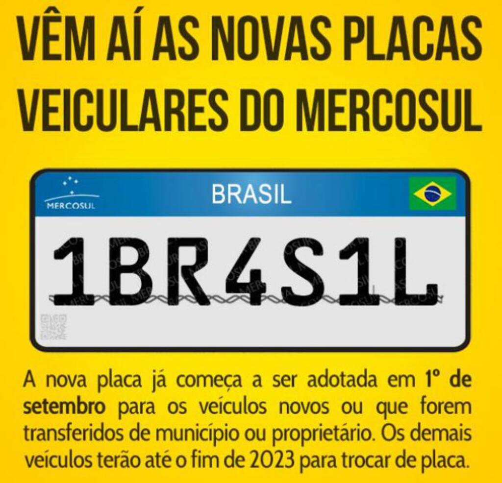 Vêm ai as novas placas veiculares do Mercosul