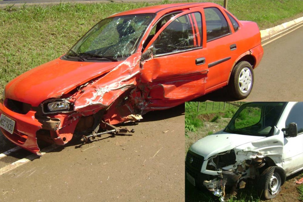 Divulgação PRF - Condutor e passageiro do Corsa ficaram feridos, já o motorista do Doblo saiu ileso