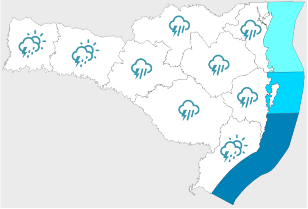 A semana começa com frio e muita chuva em SC