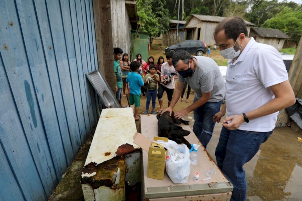 CBEA realiza vacinação em animais na aldeia indígena