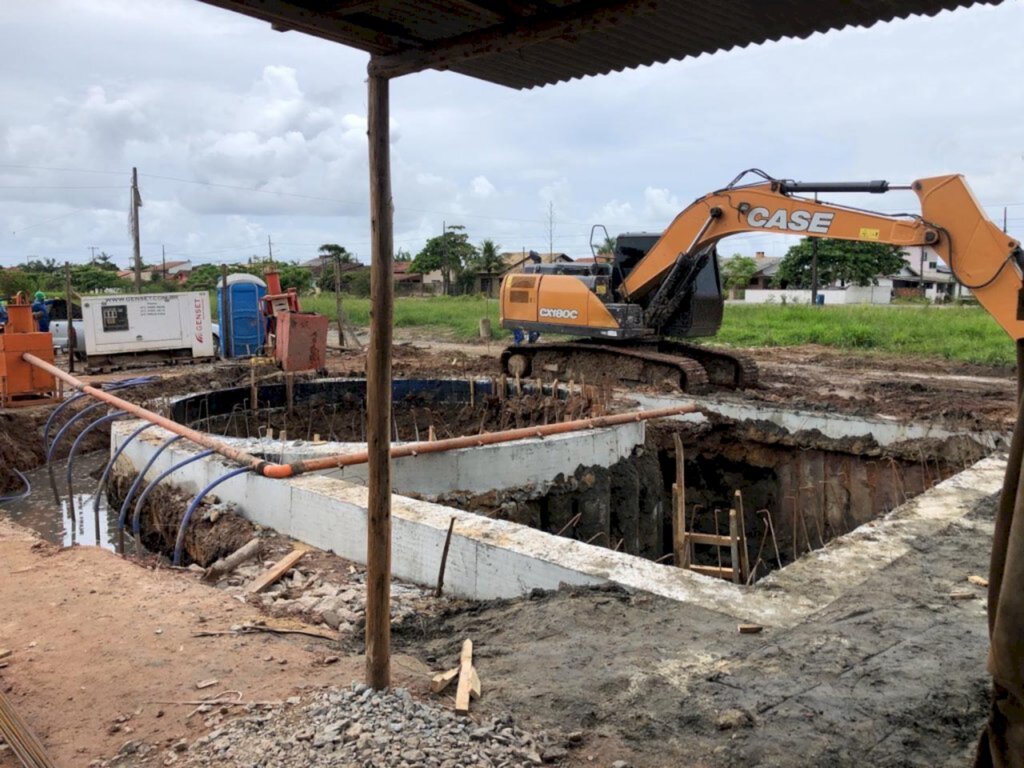 Obras da construção da estação elevatória de esgoto avançam em São Francisco do Sul