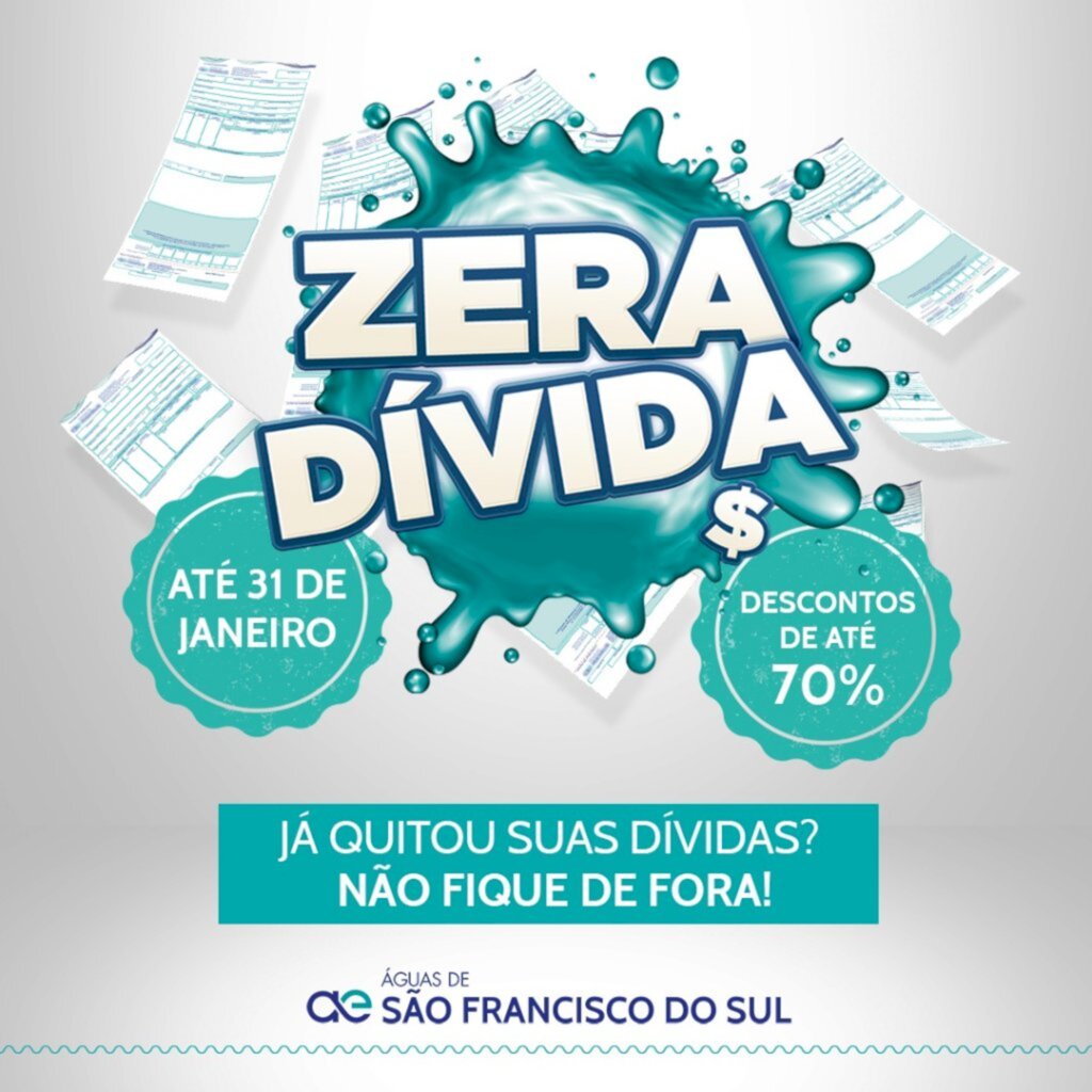 Campanha Zera Dívida oferece descontos para clientes em débito com a Águas de São Francisco do Sul