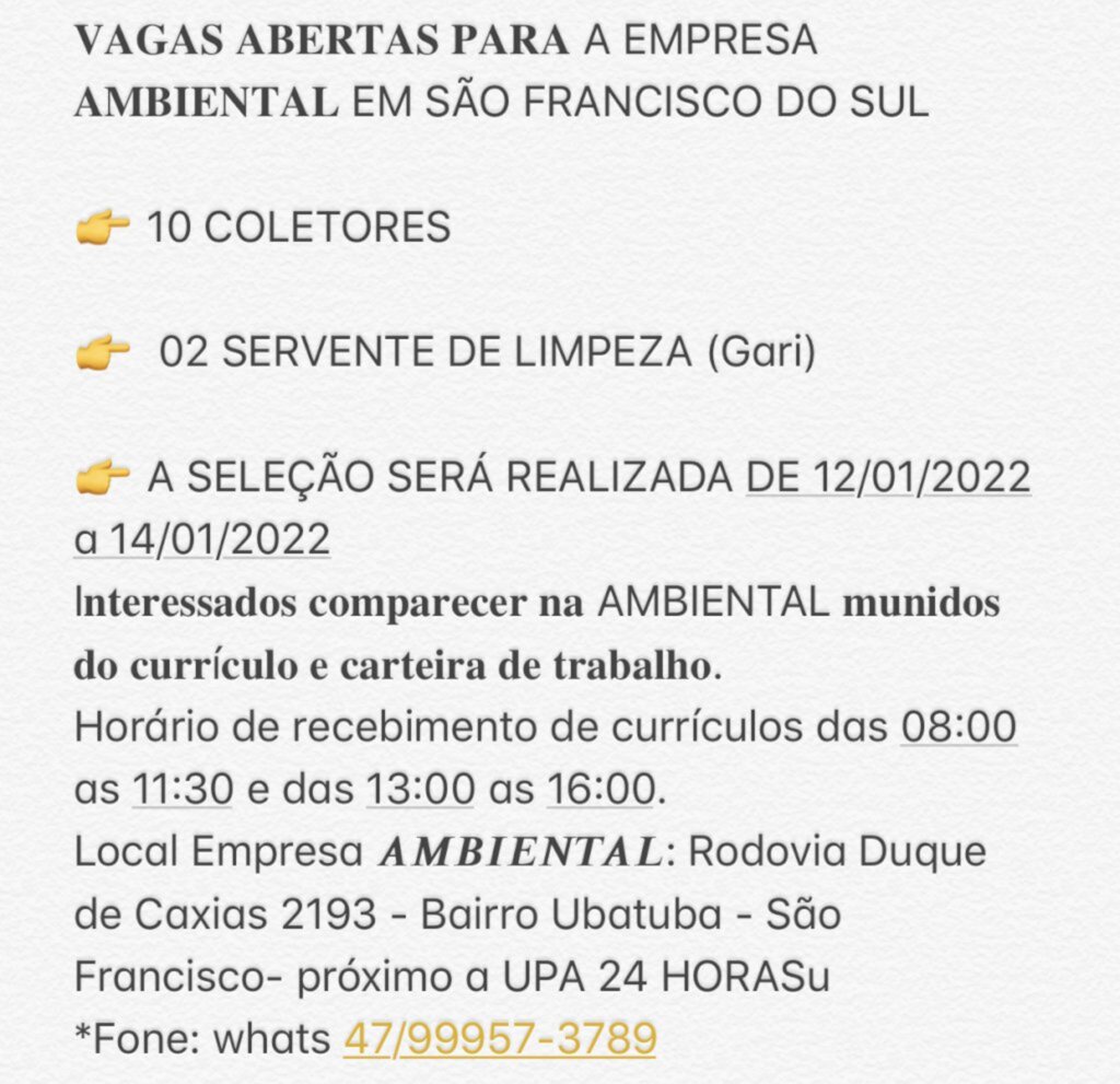 Vagas abertas para a empresa Ambiental