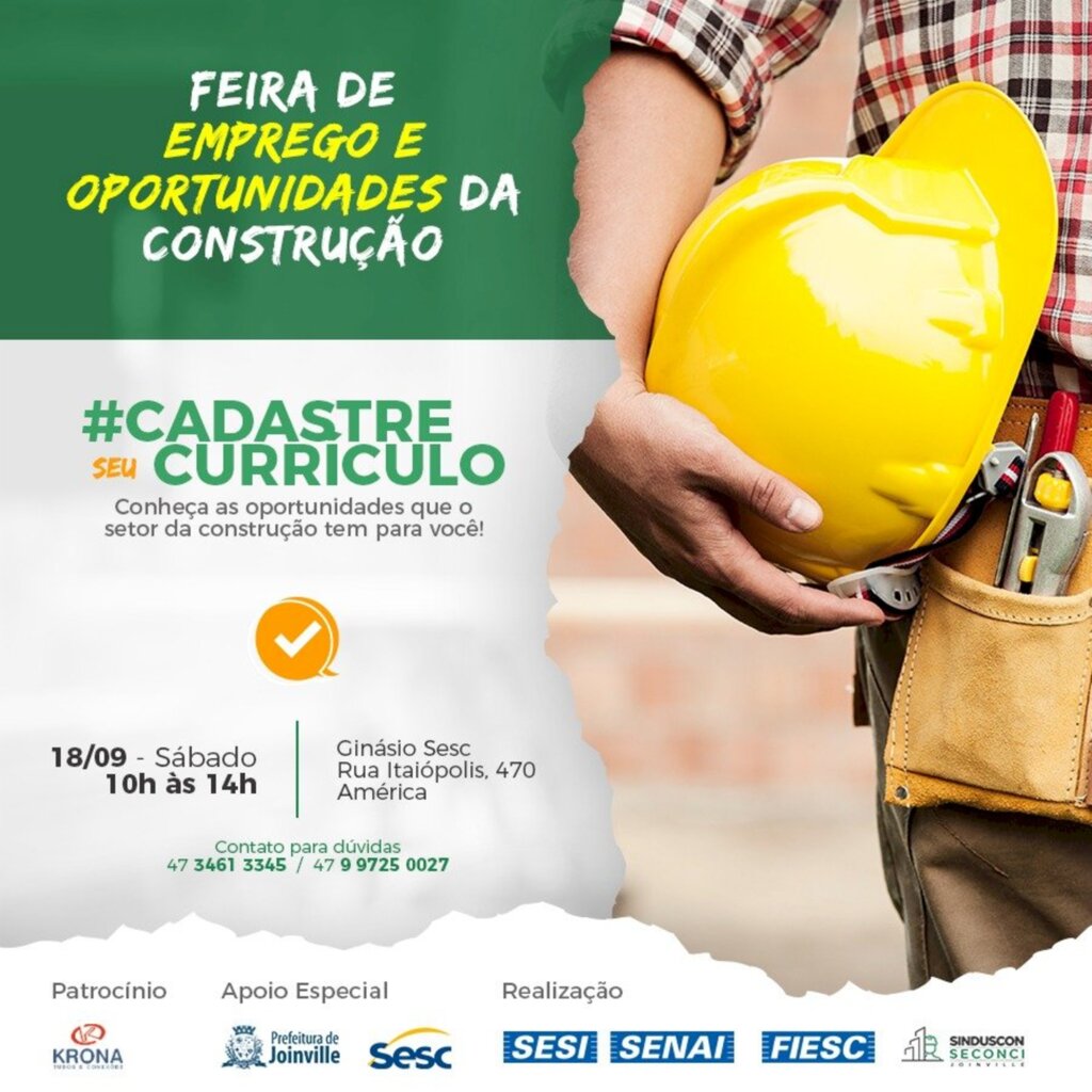 SINDUSCON Joinville realiza 1ª Feira de Emprego da Construção Civil