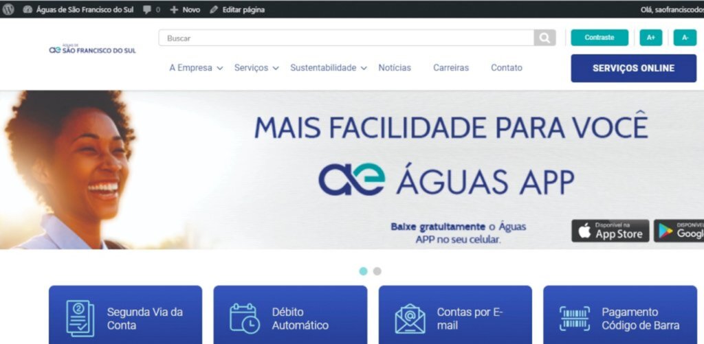 Águas de São Francisco do Sul lança novo site mais intuitivo e fácil de navegar