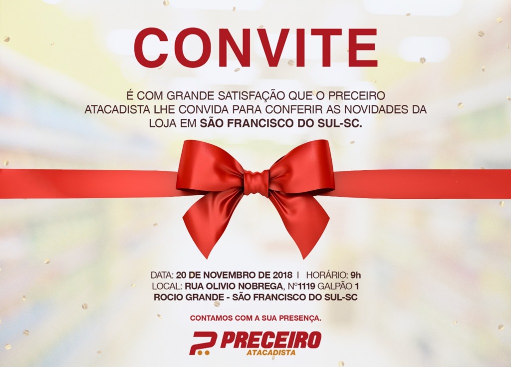 Rede TOP confirma inauguração do Preceiro Atacadista, em São Francisco do Sul, para o dia 20