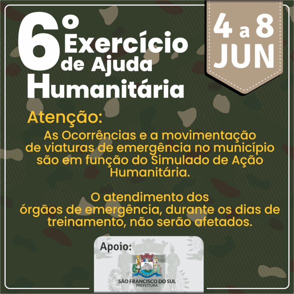 6º Exercício de Ajuda Humanitária acontece em São Francisco do Sul