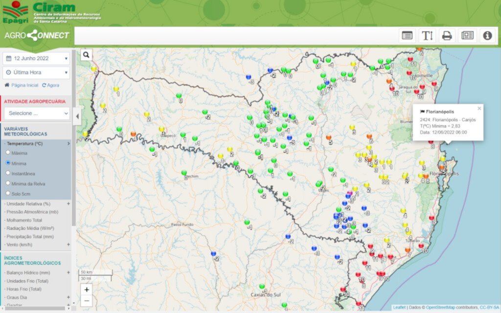 Confira as temperaturas negativas do final de semana, Urupema registrou -6,13ºC