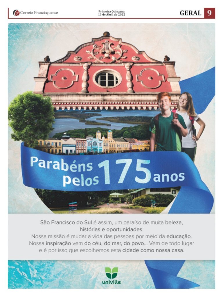 Editorial: São Francisco do Sul 175 anos. 'O passar dos anos'