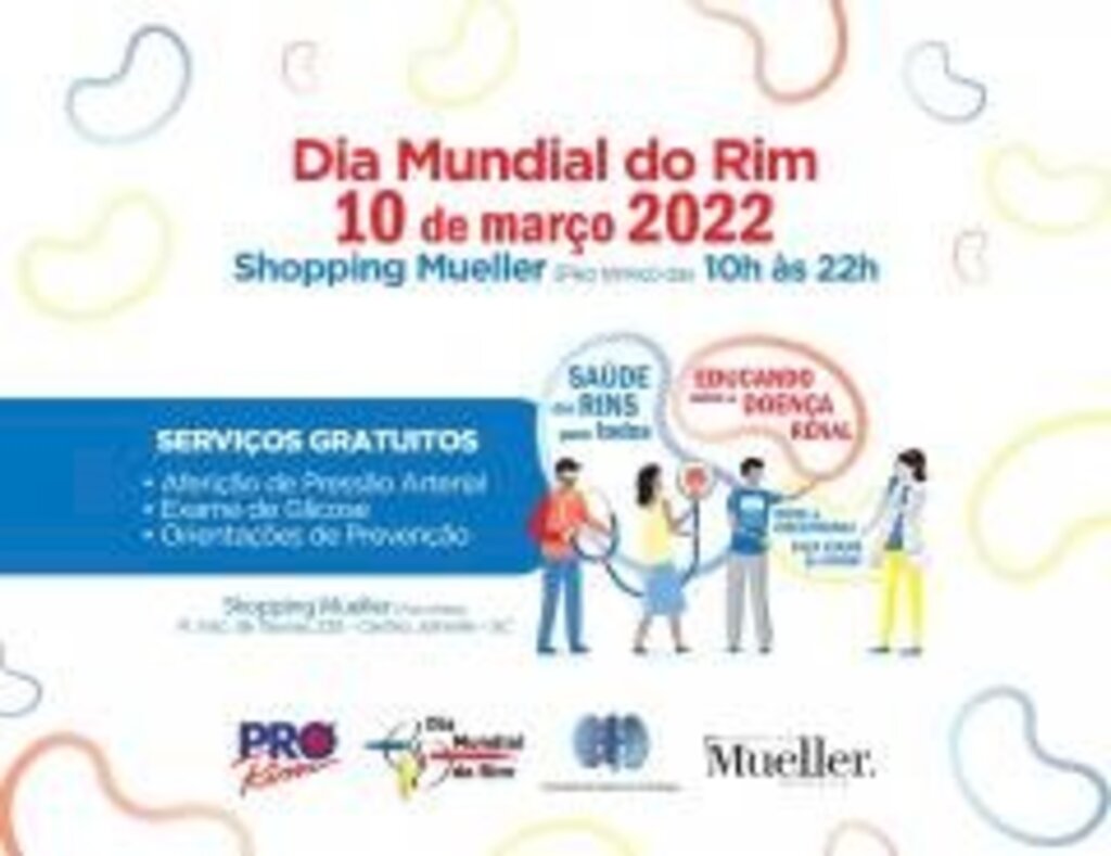 Pró-Rim promove ação do Dia Mundial do Rim com orientações e serviços de saúde gratuitos no Shopping Mueller