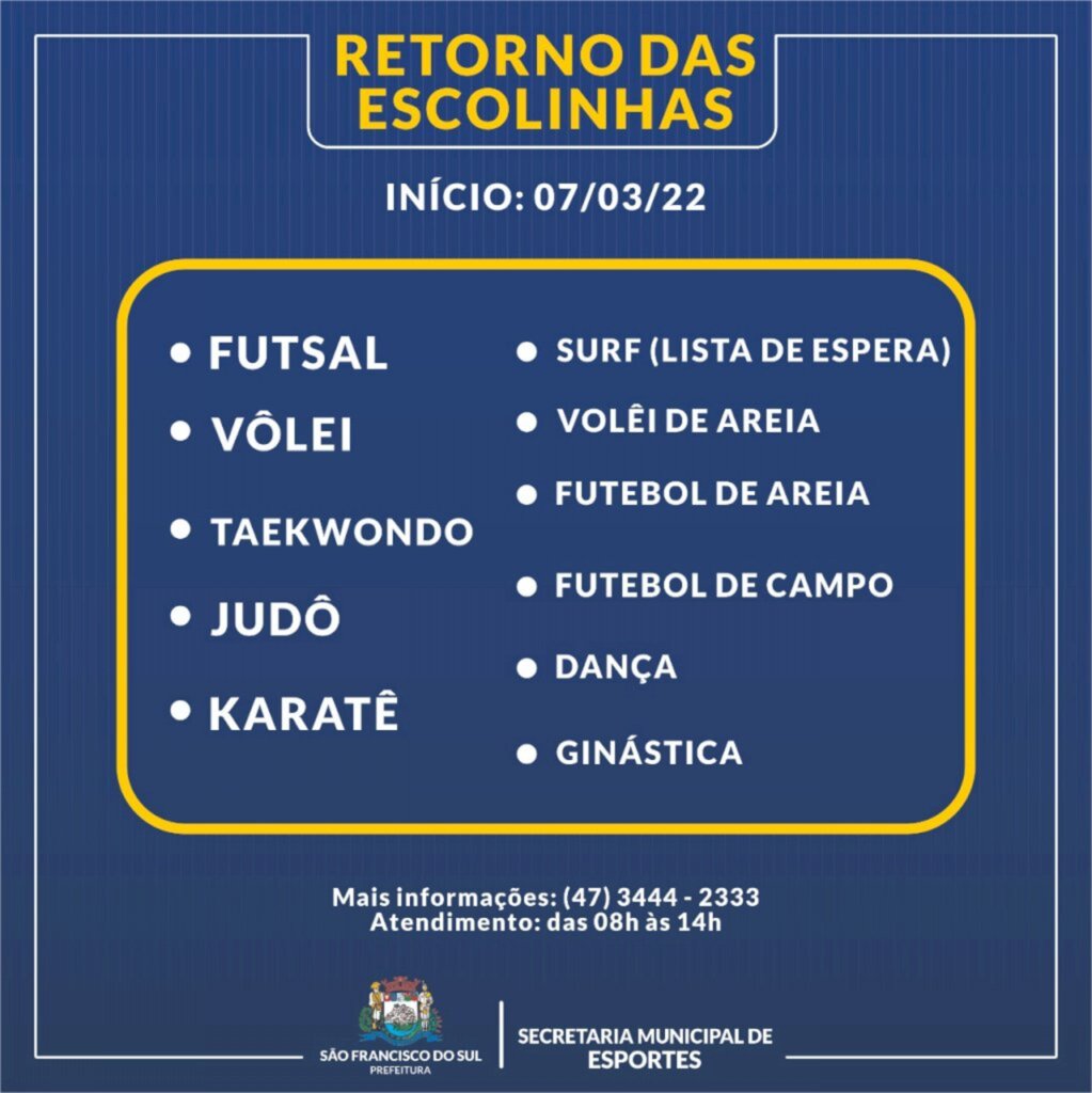 Inscrições abertas para escolinhas de esportes no município