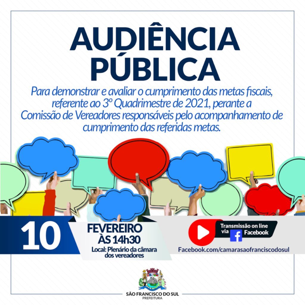 A Audiência Pública será realizada na quinta-feira (10)