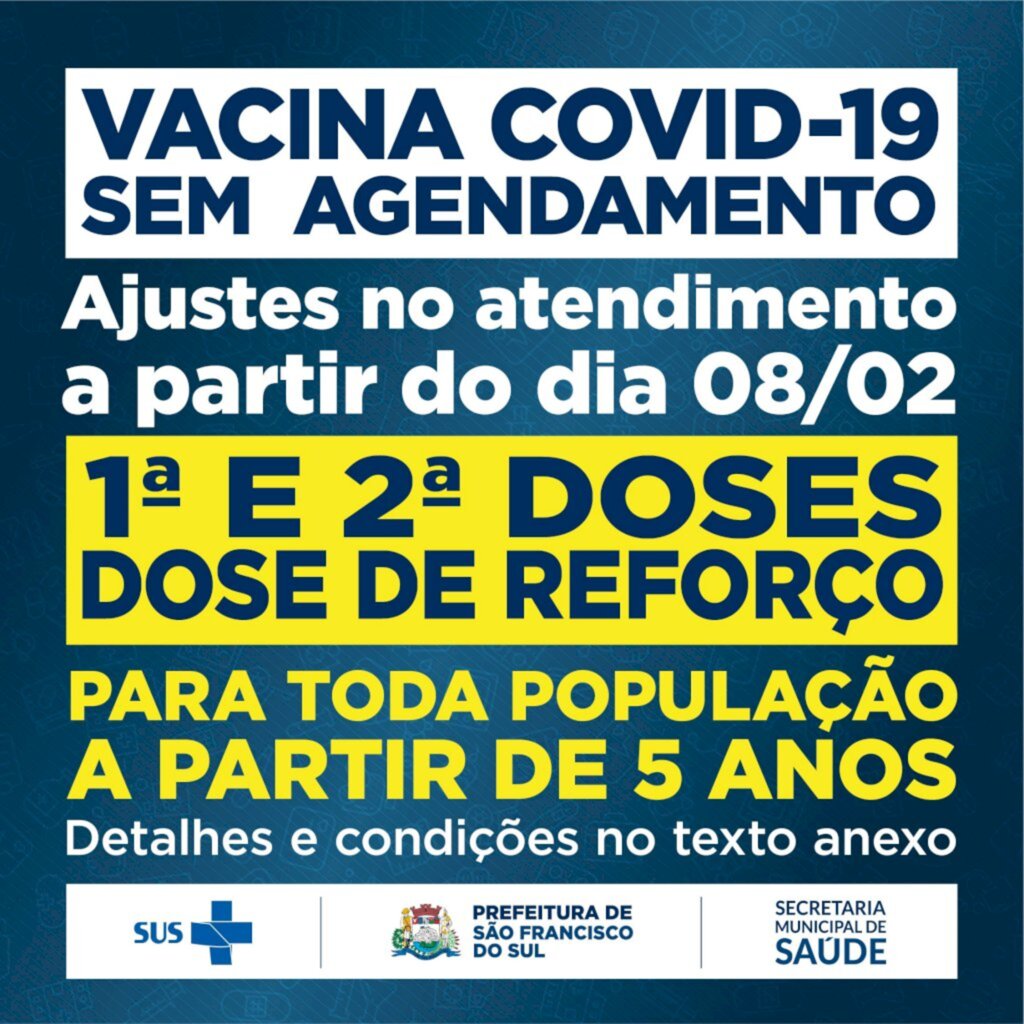 Atenção para os ajustes no fluxo de vacinas em São Francisco de Sul a partir de 8 de fevereiro