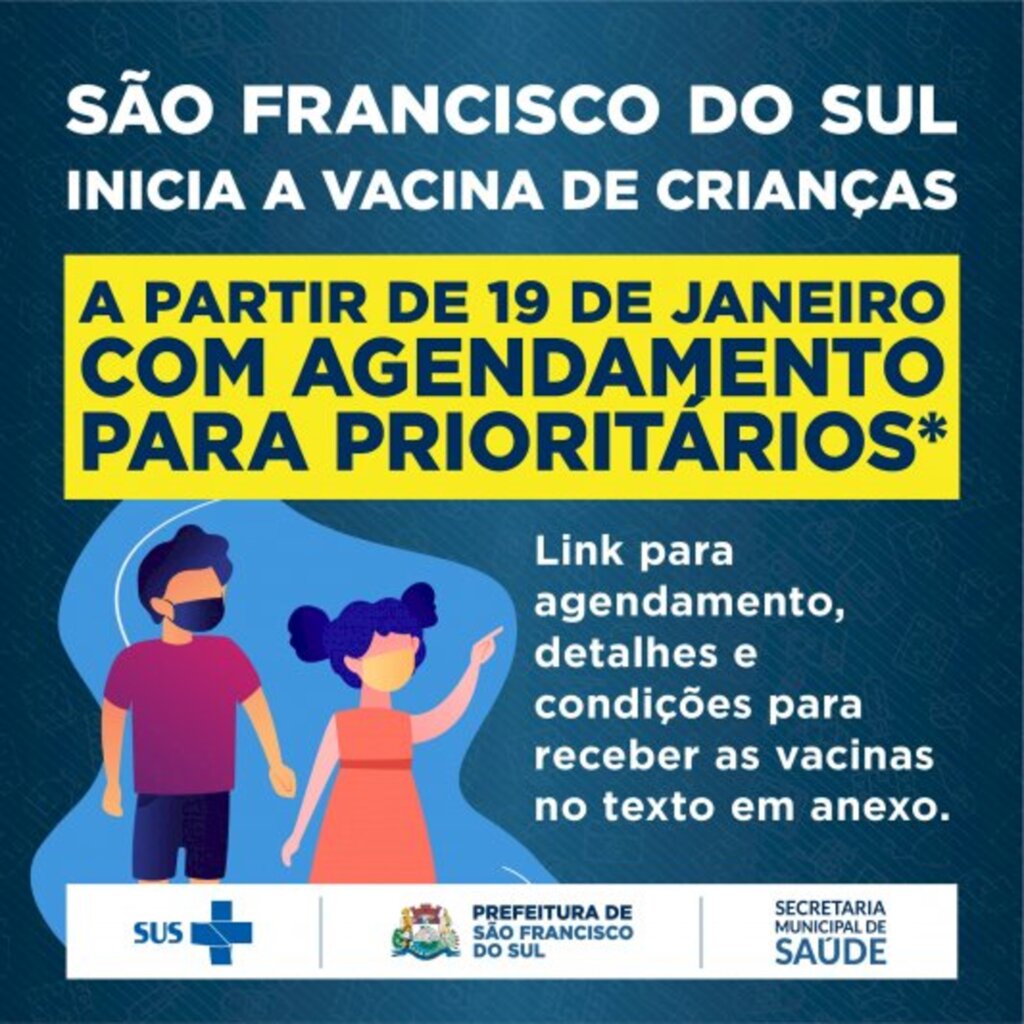 São Francisco do Sul inicia vacinação para crianças nesta quarta