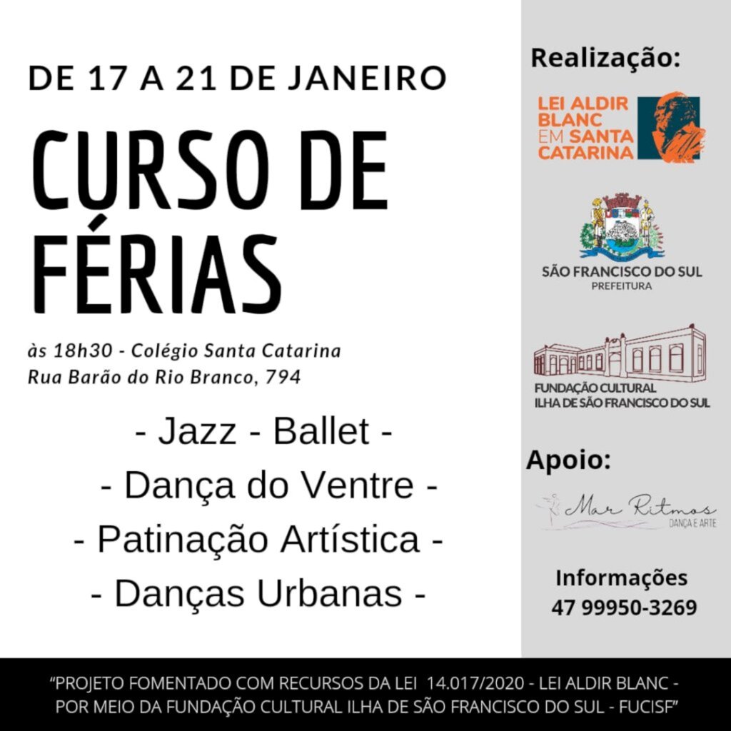 Curso de Férias será realizado entre os dias 17 a 21 de janeiro