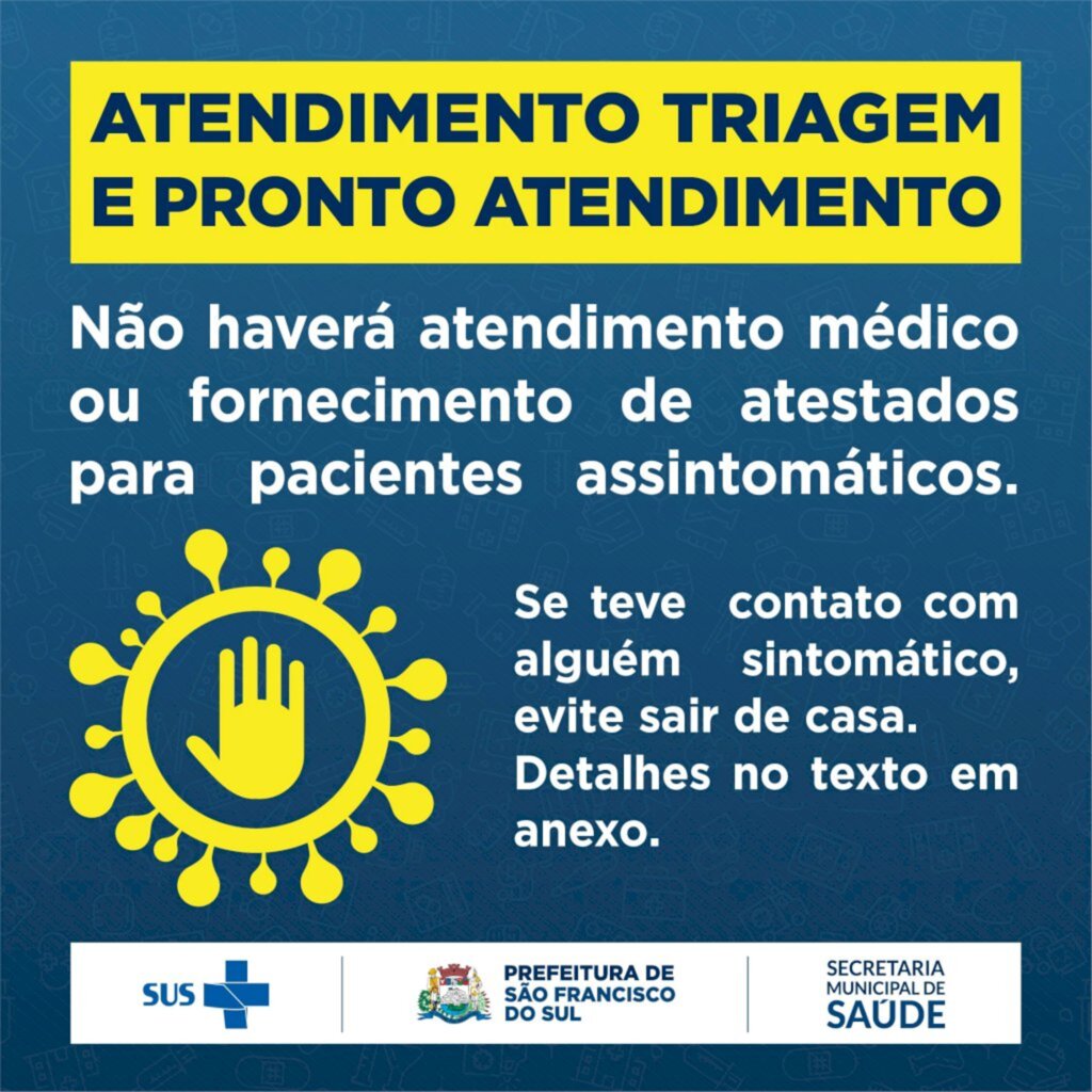 Pacientes assintomáticos não receberão atendimento no centro de triagem