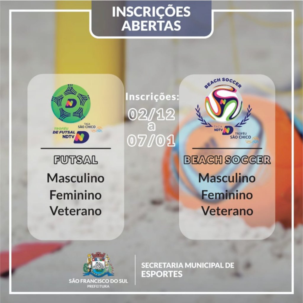 Inscrições abertas para os jogos da temporada de verão 2022 em São Francisco do Sul