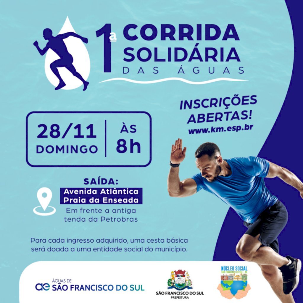 Garanta sua participação na 1ª Corrida Solidária das Águas e ainda promova a solidariedade