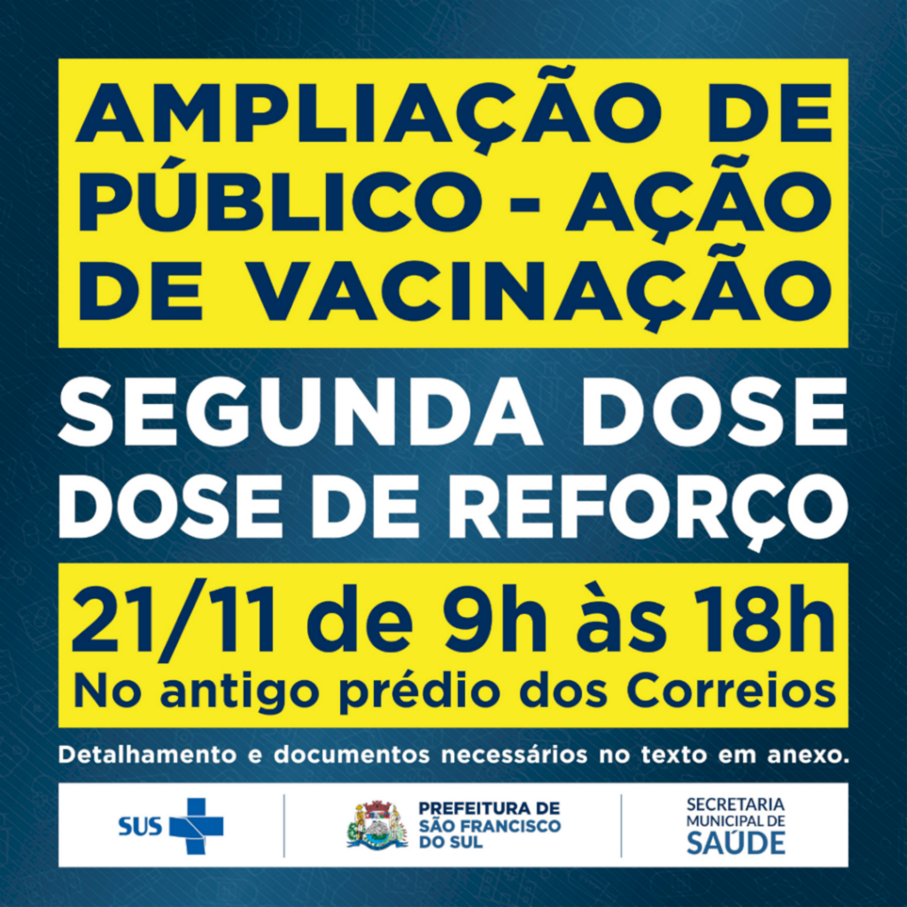 Atenção para ampliação de público da ação de vacina dia 21 de novembro