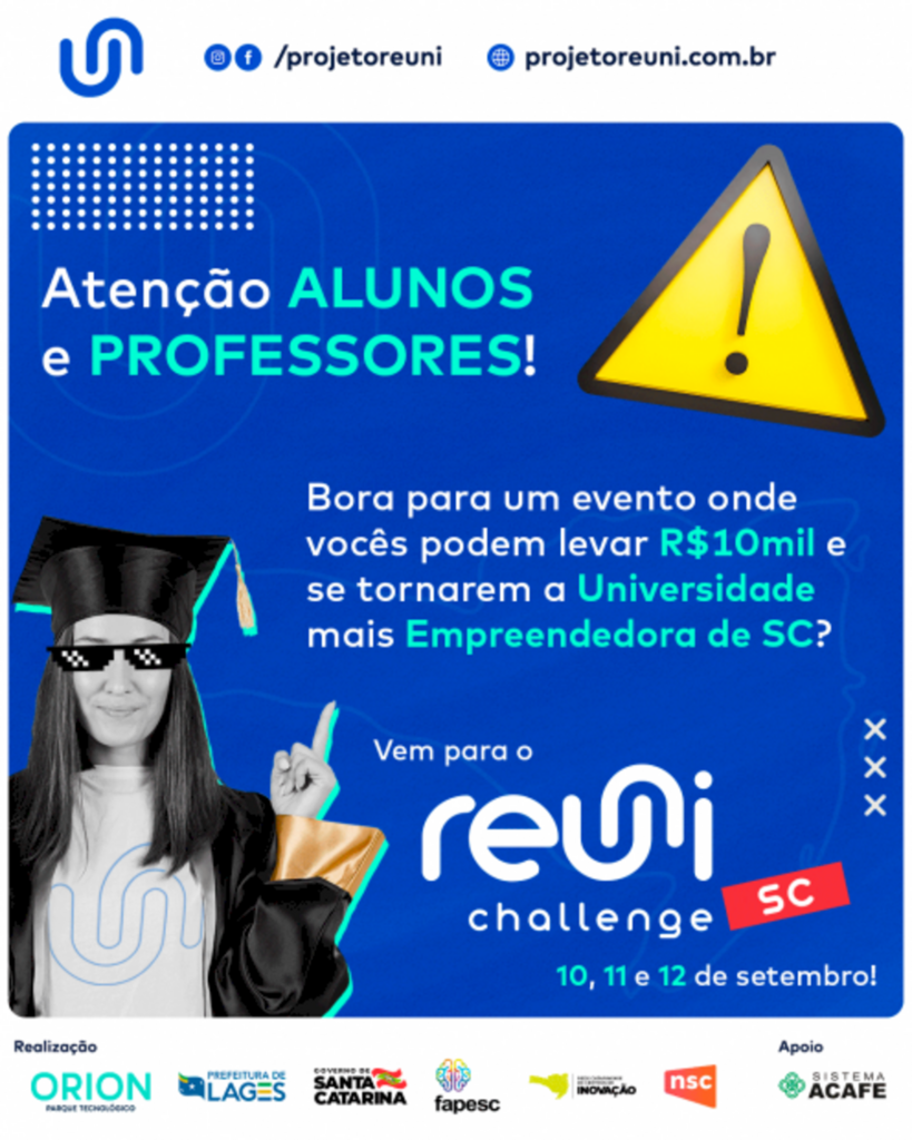 Governo de SC realiza Reuni Challenge, maior evento de empreendedorismo universitário do estado