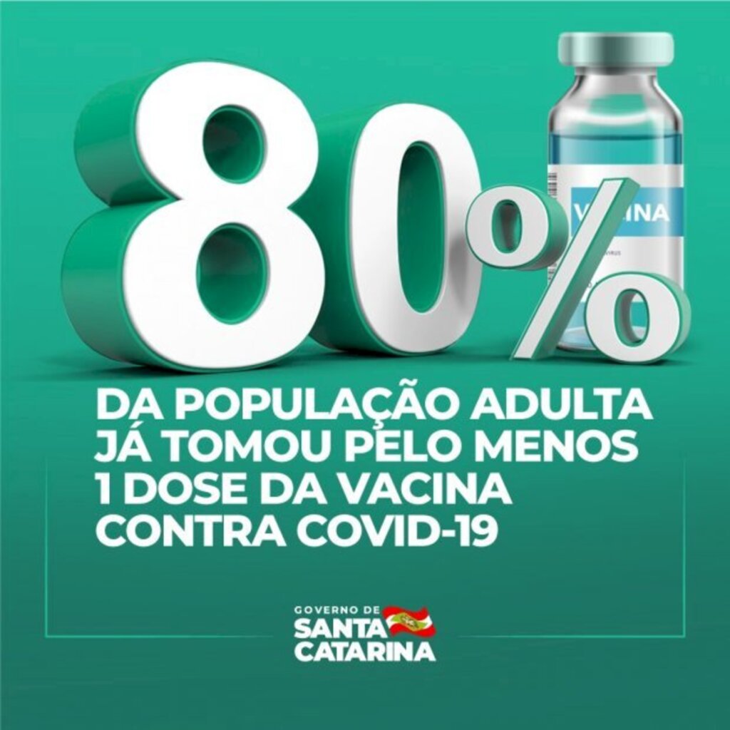 Vacinação em SC: Estado atinge 80% da população adulta vacina com a primeira dose contra a Covid-19