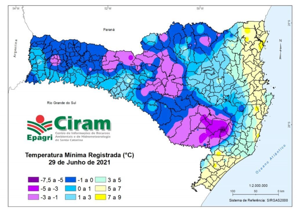 Menor temperatura do ano é registrada na Serra nesta terça-feira (29)