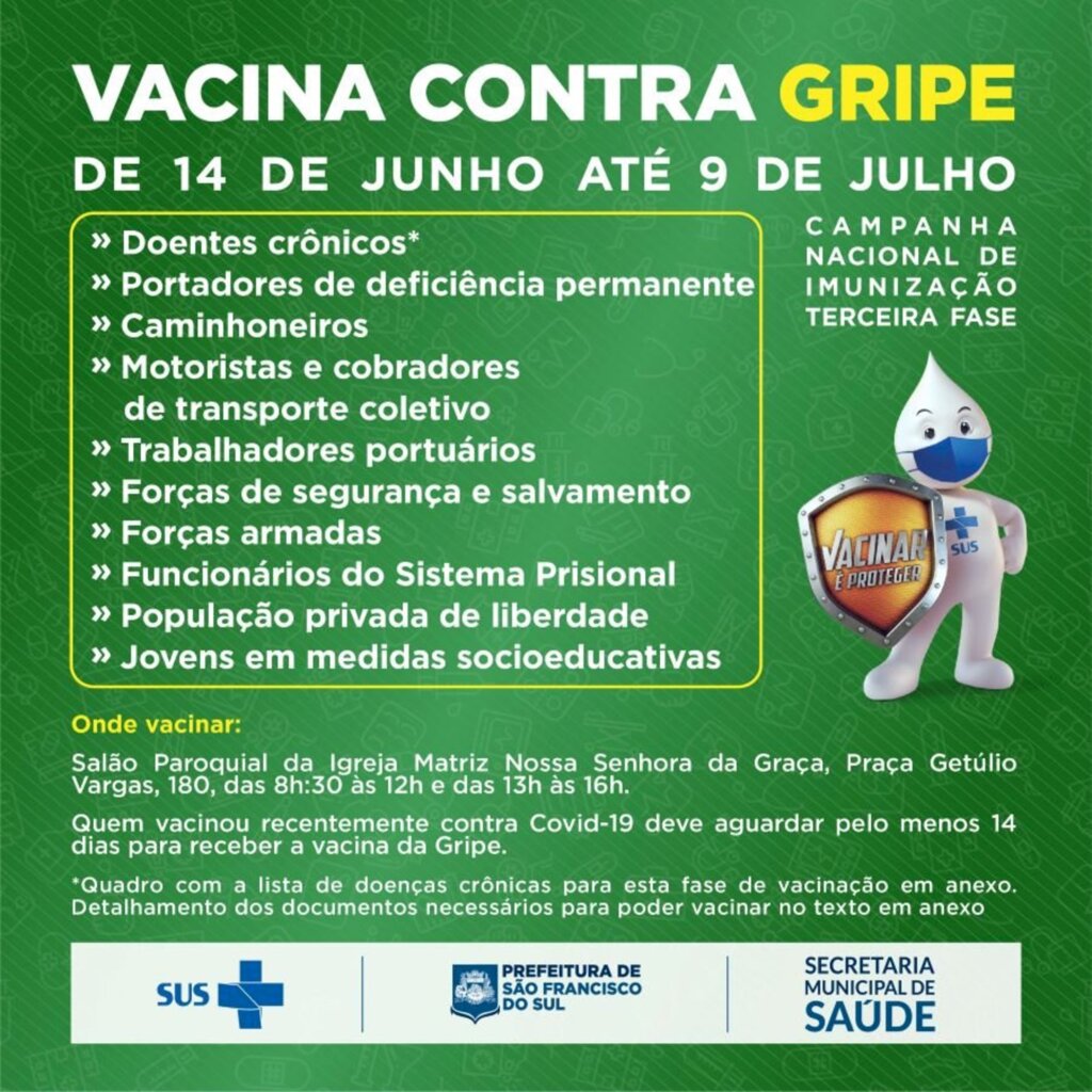 Dia 14 começa a terceira fase da campanha de vacinação contra a Gripe