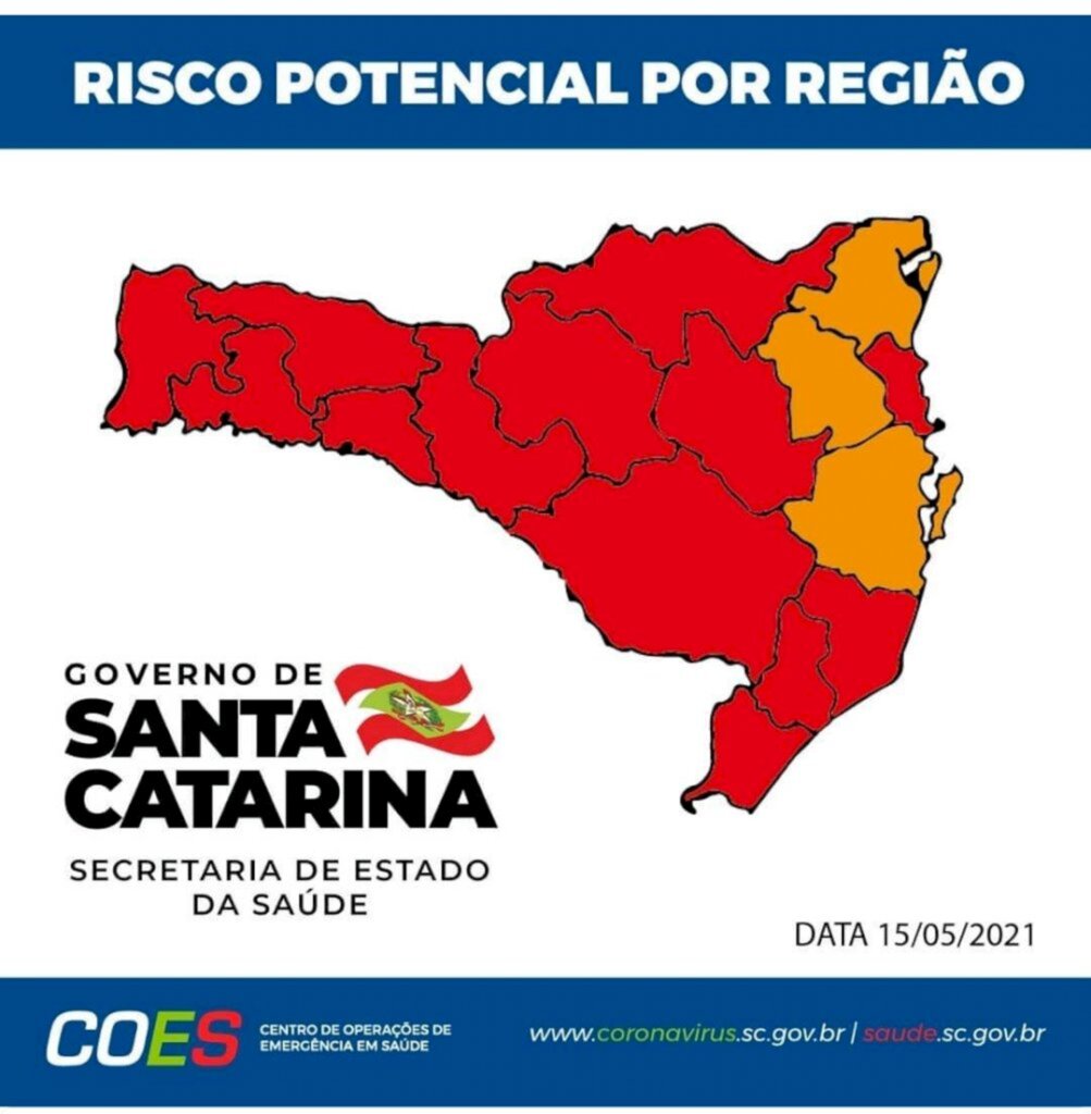 Coronavírus em SC: Matriz de Risco aponta três regiões em nível grave e 13 em situação gravíssima