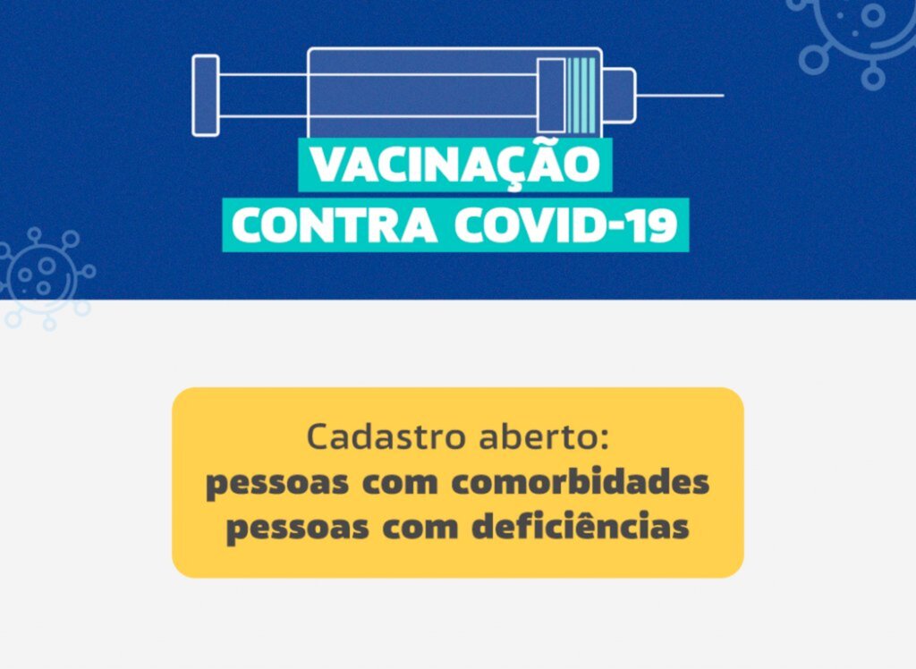 Vacinação Covid-19: aberto em Araquari, cadastro para pessoas com comorbidades e deficiências