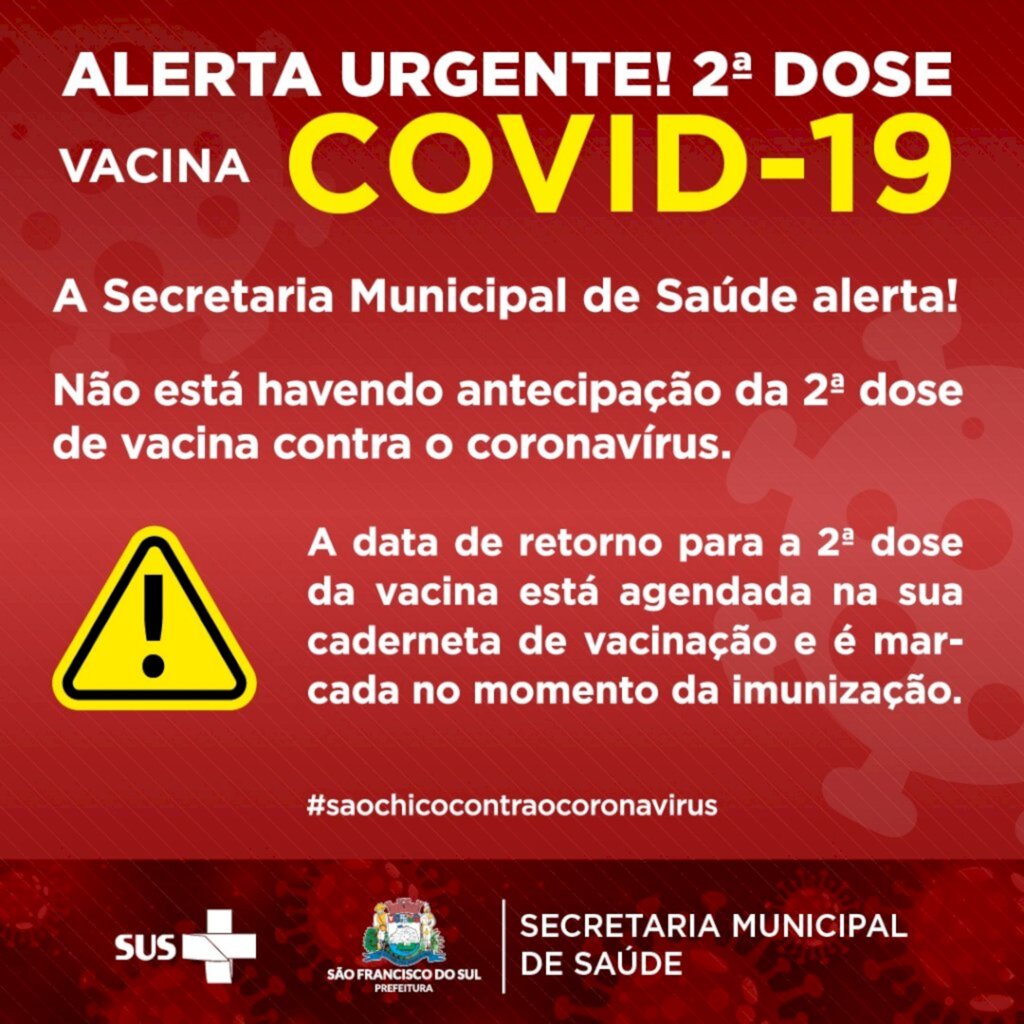 SFS: Secretaria de Saúde alerta que não está sendo antecipada segunda dose da vacinação contra Covid-19